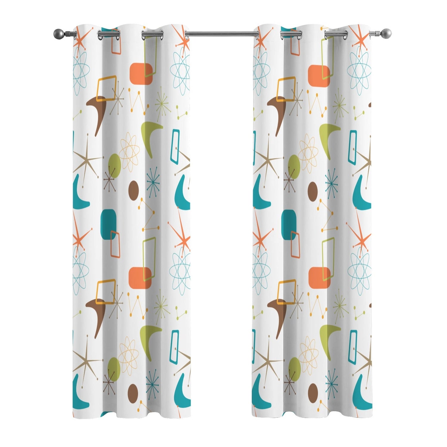 Kate McEnroe New York Retro Atomic Curtains, Mid Century Modern Boomerang Window DrapesWindow CurtainsD3370191