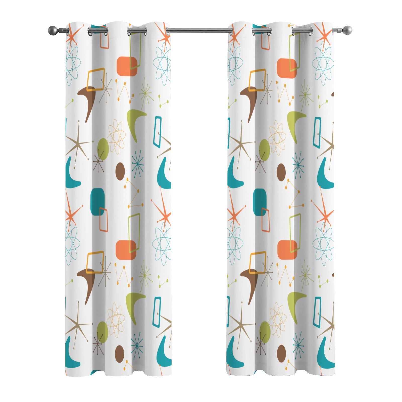 Kate McEnroe New York Retro Atomic Curtains, Mid Century Modern Boomerang Window DrapesWindow CurtainsD3370191