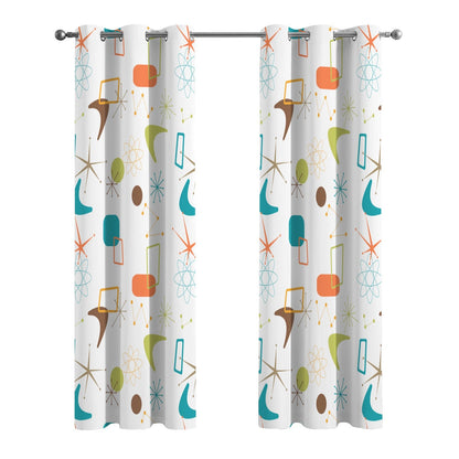 Kate McEnroe New York Retro Atomic Curtains, Mid Century Modern Boomerang Window DrapesWindow CurtainsD3370191