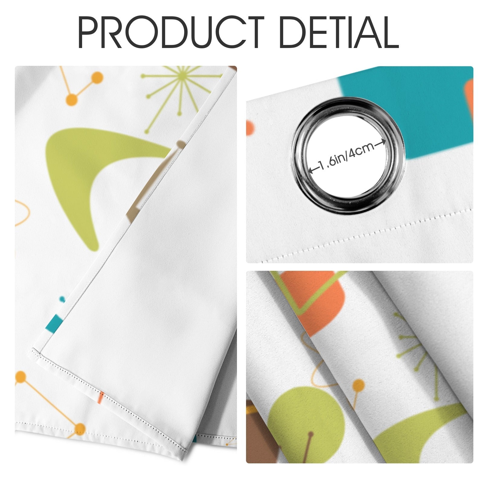 Kate McEnroe New York Retro Atomic Curtains, Mid Century Modern Boomerang Window DrapesWindow CurtainsD3370191