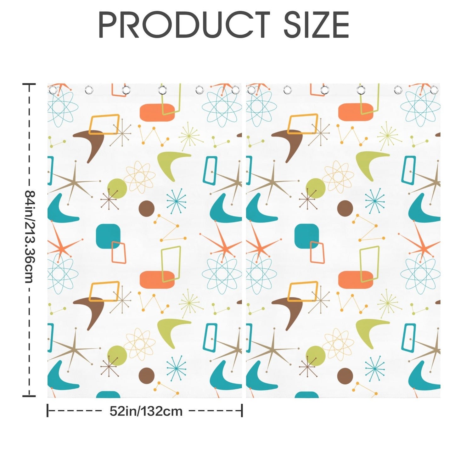 Kate McEnroe New York Retro Atomic Curtains, Mid Century Modern Boomerang Window DrapesWindow CurtainsD3370191