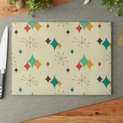 Kate McEnroe New York Retro Atomic Diamond Starburst Mid Century Glass Cutting BoardCutting BoardsGCB-ADS-001-8X11