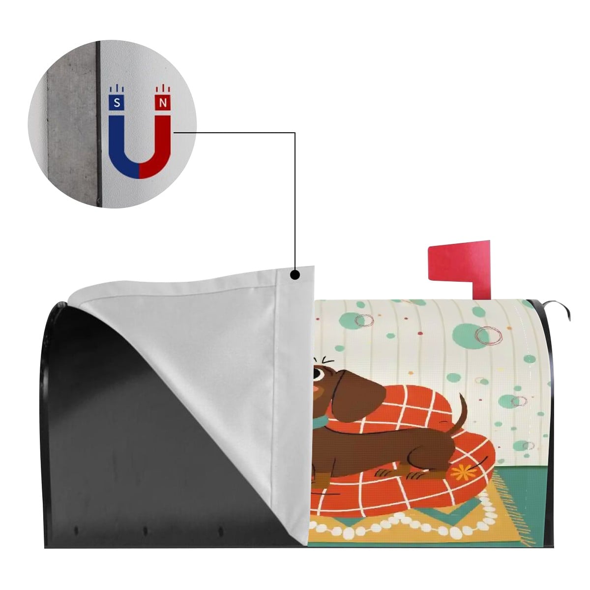 Kate McEnroe New York Retro Atomic Doxie Dog Mid Century Modern Dachshund Magnetic Mailbox CoverMailbox CoversjXsPwPkjCR