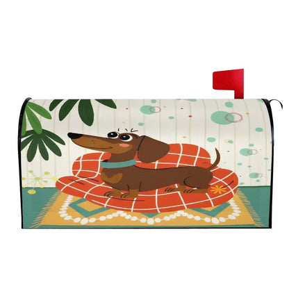 Kate McEnroe New York Retro Atomic Doxie Dog Mid Century Modern Dachshund Magnetic Mailbox CoverMailbox CoversjXsPwPkjCR