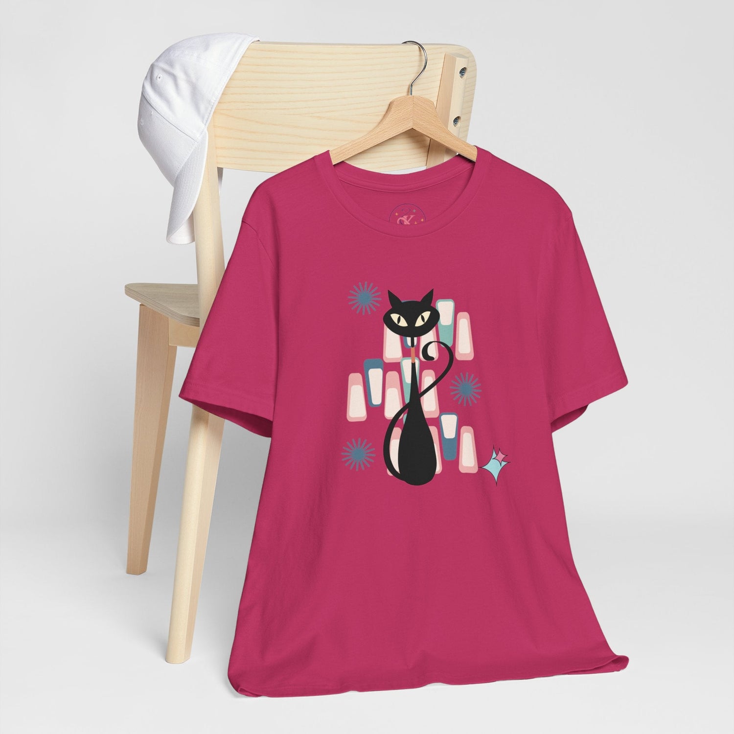 Kate McEnroe New York Retro Atomic Kitschy Cat Tee, Mid Century Modern Retro Geometric T - shirtT - Shirts14460041868276916084