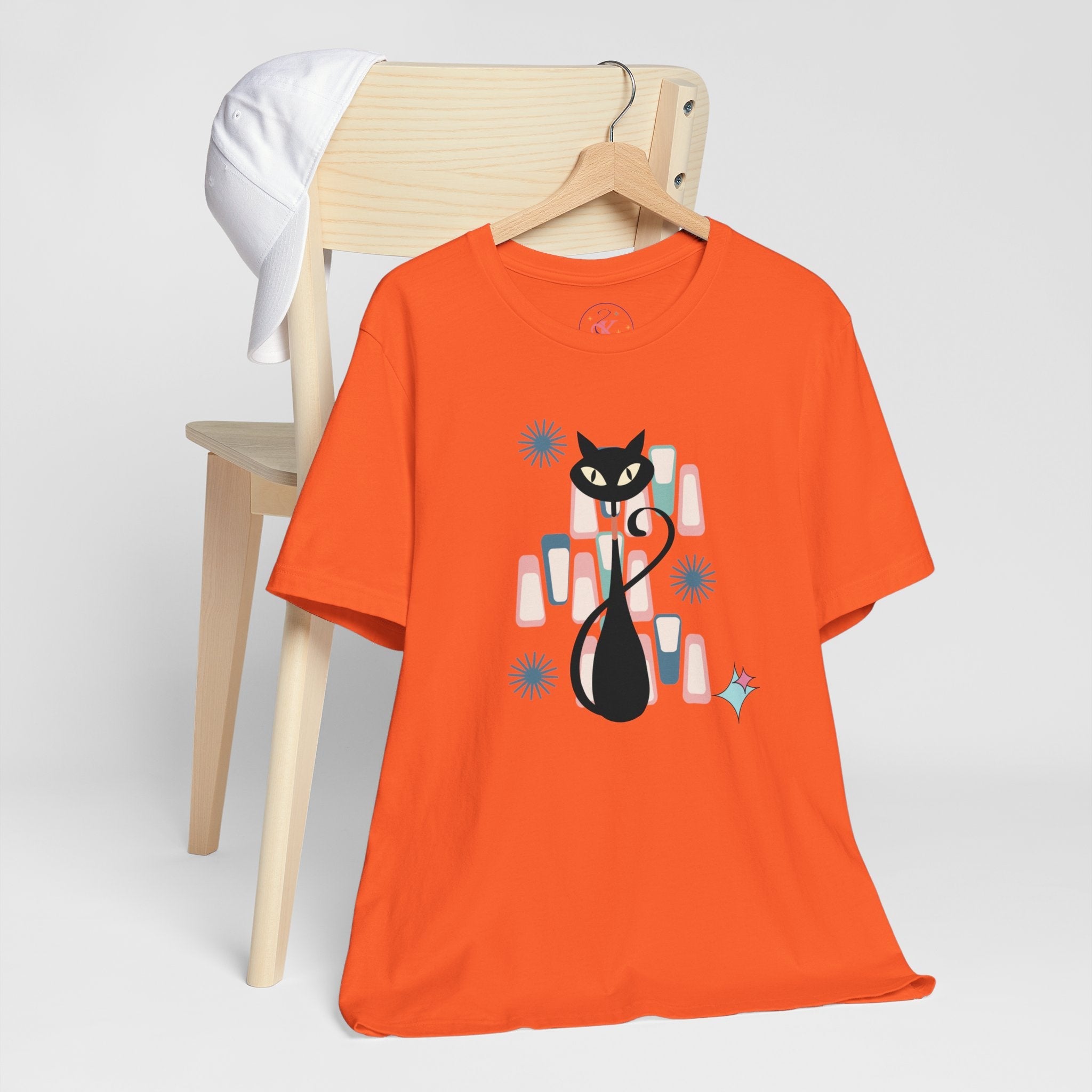 Kate McEnroe New York Retro Atomic Kitschy Cat Tee, Mid Century Modern Retro Geometric T - shirtT - Shirts24674518607321802080