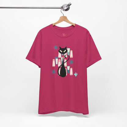 Kate McEnroe New York Retro Atomic Kitschy Cat Tee, Mid Century Modern Retro Geometric T - shirtT - Shirts24674518607321802080