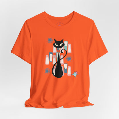 Kate McEnroe New York Retro Atomic Kitschy Cat Tee, Mid Century Modern Retro Geometric T - shirtT - Shirts24674518607321802080