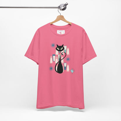 Kate McEnroe New York Retro Atomic Kitschy Cat Tee, Mid Century Modern Retro Geometric T - shirtT - Shirts24674518607321802080