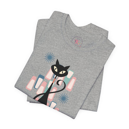 Kate McEnroe New York Retro Atomic Kitschy Cat Tee, Mid Century Modern Retro Geometric T - shirtT - Shirts24674518607321802080