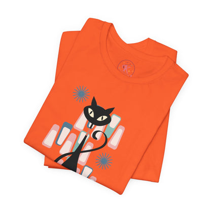 Kate McEnroe New York Retro Atomic Kitschy Cat Tee, Mid Century Modern Retro Geometric T - shirtT - Shirts24674518607321802080