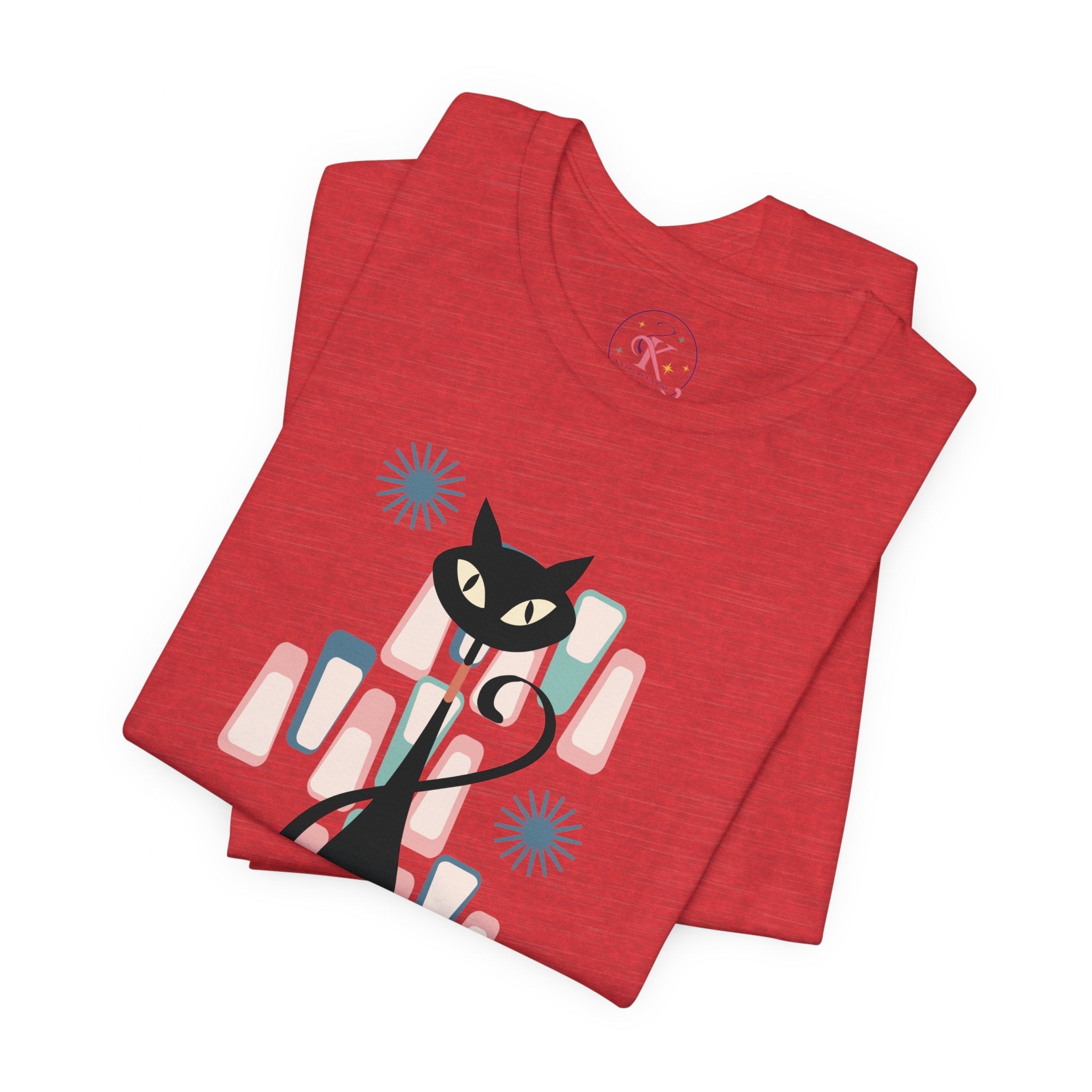 Kate McEnroe New York Retro Atomic Kitschy Cat Tee, Mid Century Modern Retro Geometric T - shirtT - Shirts24674518607321802080