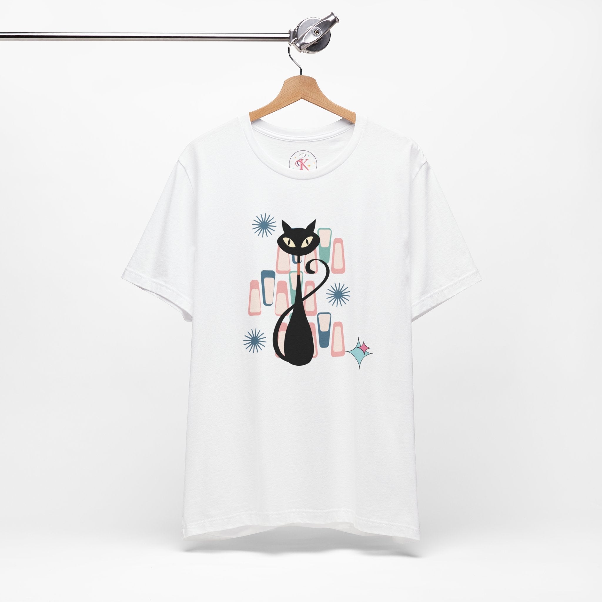 Kate McEnroe New York Retro Atomic Kitschy Cat Tee, Mid Century Modern Retro Geometric T - shirtT - Shirts24674518607321802080