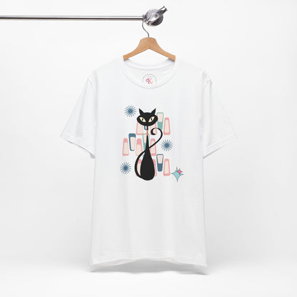 Kate McEnroe New York Retro Atomic Kitschy Cat Tee, Mid Century Modern Retro Geometric T - shirtT - Shirts24674518607321802080