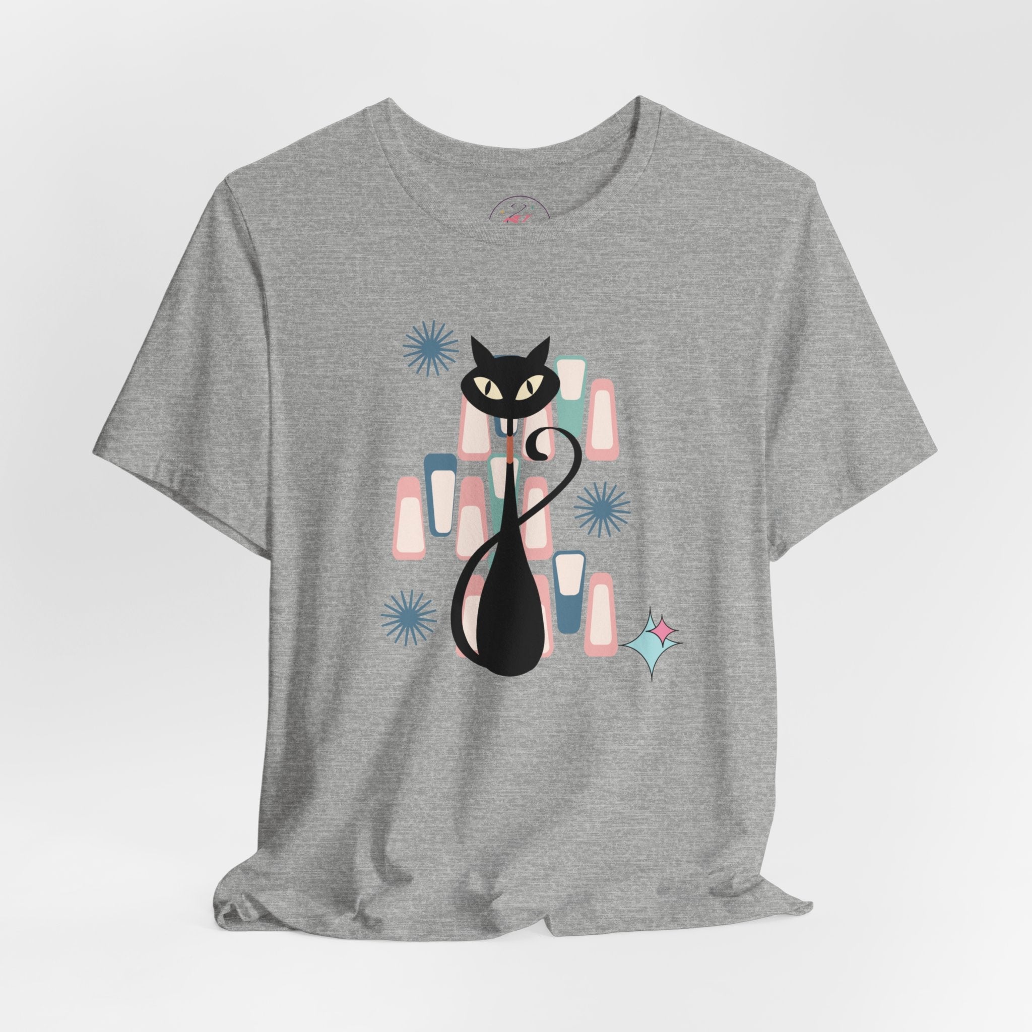 Kate McEnroe New York Retro Atomic Kitschy Cat Tee, Mid Century Modern Retro Geometric T - shirtT - Shirts24674518607321802080