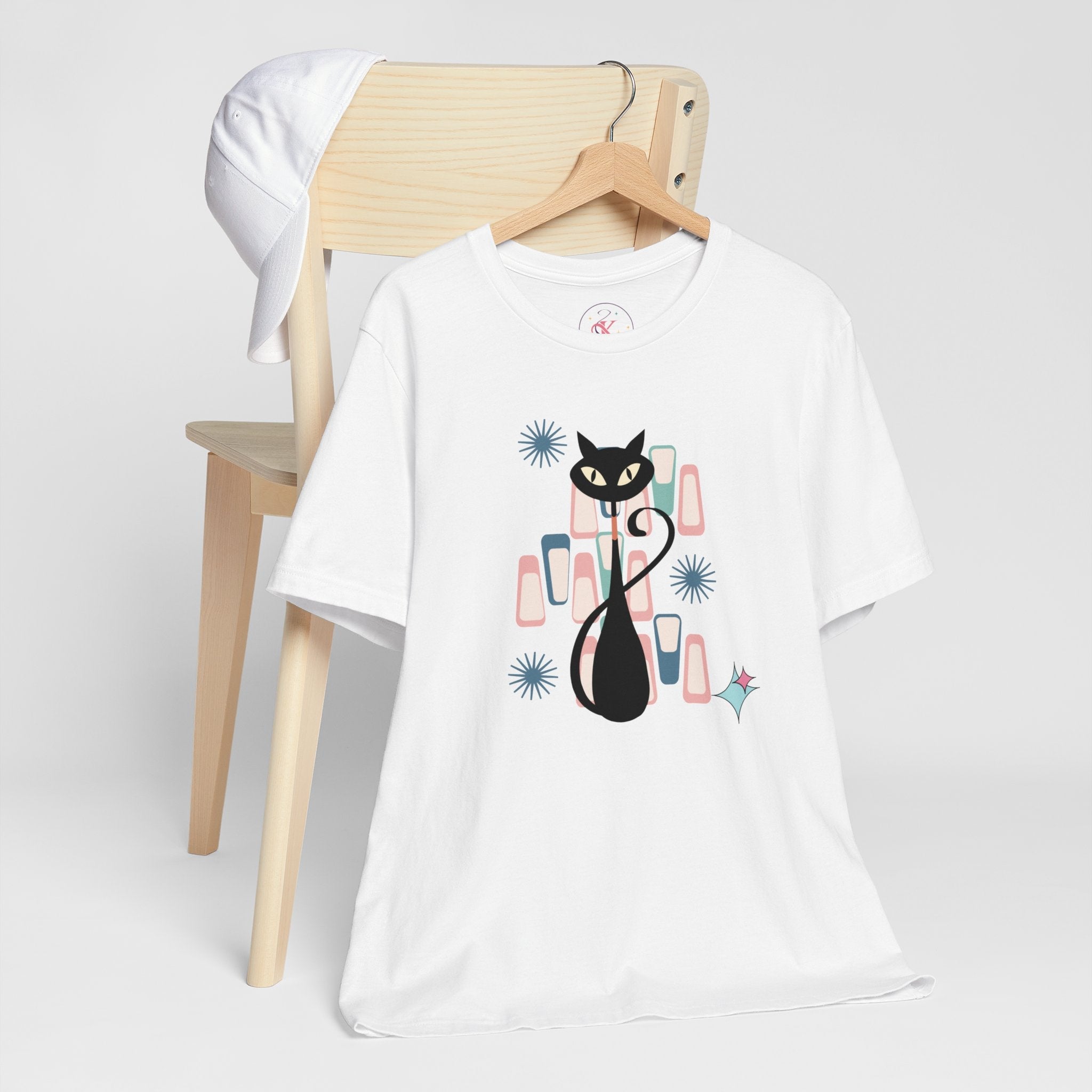 Kate McEnroe New York Retro Atomic Kitschy Cat Tee, Mid Century Modern Retro Geometric T - shirtT - Shirts29280691900395020570