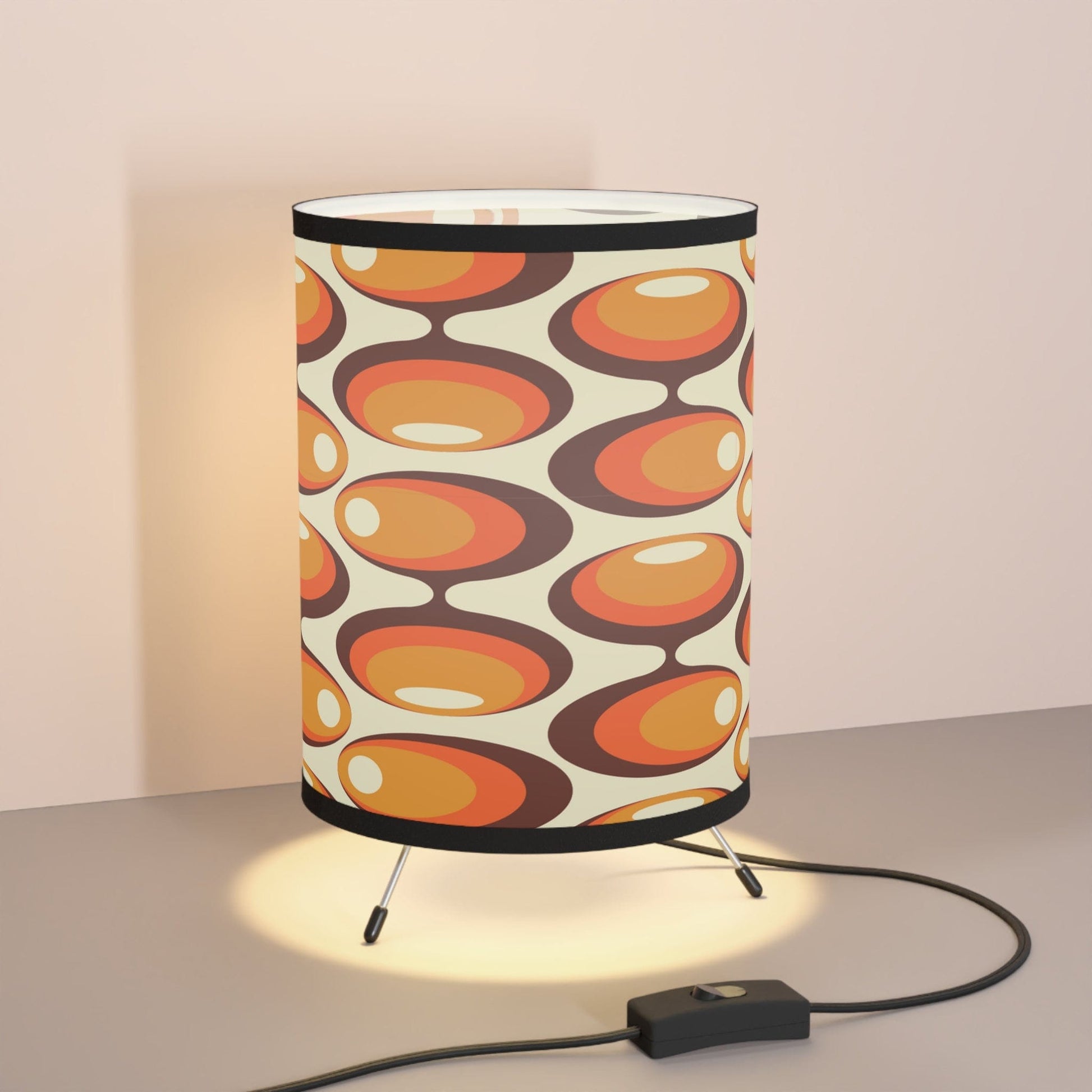 Kate McEnroe New York Retro Atomic Orbs Tripod Lamp,  Mid Century Modern Orange, Brown, Yellow Bedside Accent Table Lamp, Desk Lamp - KM13649723 Lamps 29448795927692907294