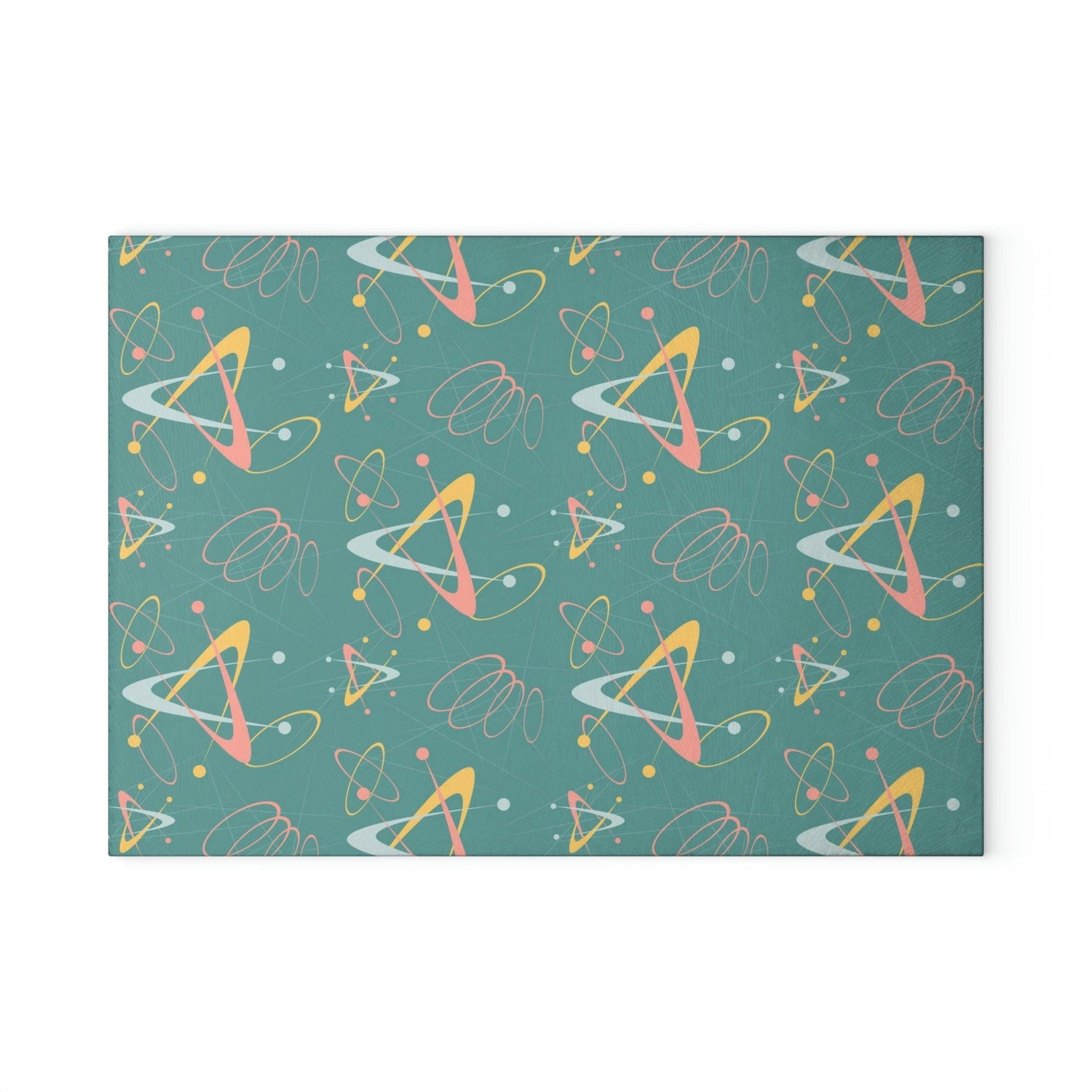 Kate McEnroe New York Retro Atomic Starburst Glass Cutting Board, 50s Mid Century Modern Teal, Pink, Yellow Boomerang Tempered Glass Chopping Board, Gift for MomCutting Boards43223678332635311404