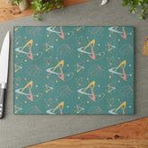 Kate McEnroe New York Retro Atomic Starburst Glass Cutting Board, 50s Mid Century Modern Teal, Pink, Yellow Boomerang Tempered Glass Chopping Board, Gift for MomCutting Boards43223678332635311404