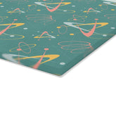 Kate McEnroe New York Retro Atomic Starburst Glass Cutting Board, 50s Mid Century Modern Teal, Pink, Yellow Boomerang Tempered Glass Chopping Board, Gift for MomCutting Boards43223678332635311404