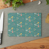 Kate McEnroe New York Retro Atomic Starburst Glass Cutting Board, 50s Mid Century Modern Teal, Pink, Yellow Boomerang Tempered Glass Chopping Board, Gift for MomCutting Boards43223678332635311404