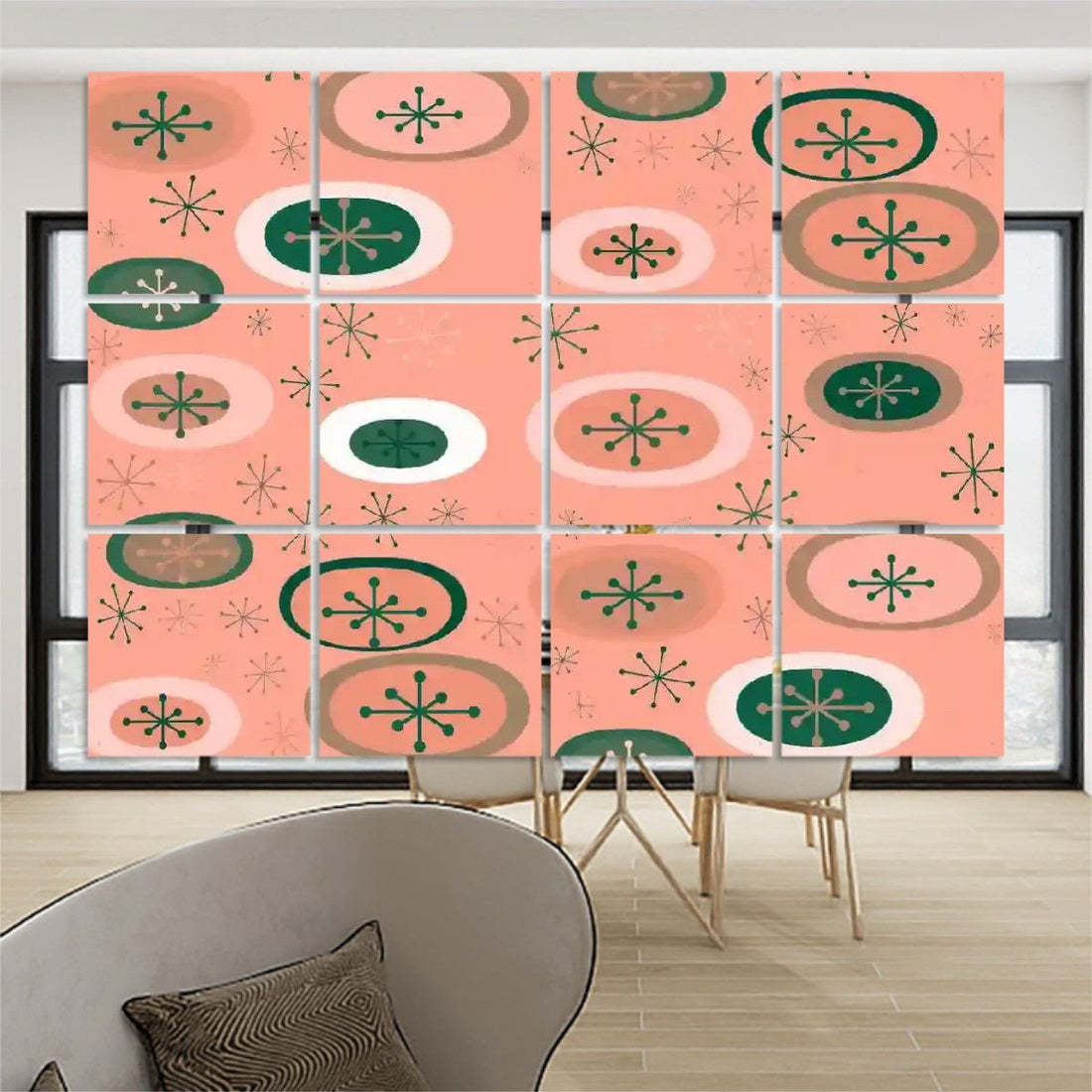 Kate McEnroe New York Retro Atomic Starburst Hanging Room Divider, Mid Century Modern Googie Space Age Panel ScreensRoom DividersIQ2JJAbPfD