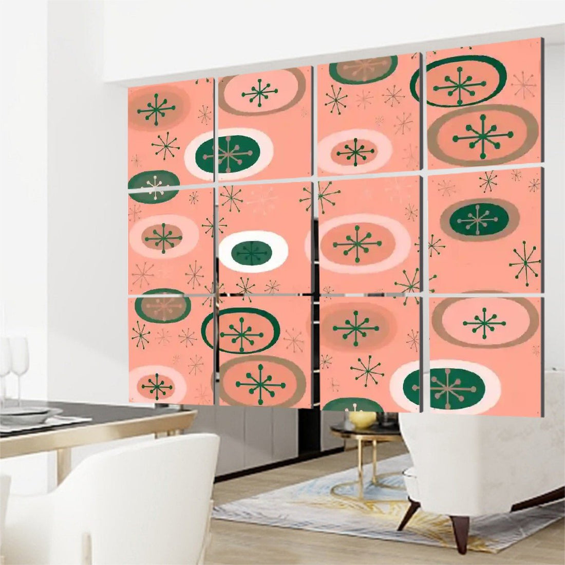 Kate McEnroe New York Retro Atomic Starburst Hanging Room Divider, Mid Century Modern Googie Space Age Panel ScreensRoom DividersIQ2JJAbPfD