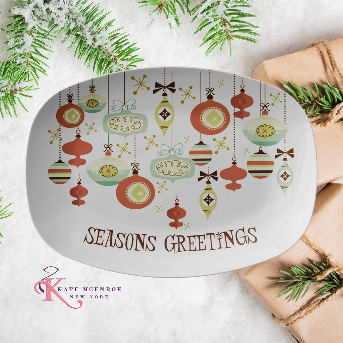 Kate McEnroe New York Retro Atomic Starburst Mid Century Christmas Ornament PlatterServing PlattersPLAT - MCM - ORN - SAG