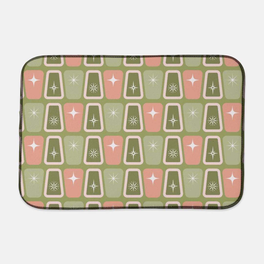 Kate McEnroe New York Retro Atomic Starburst Mint, Pink Dish Drying MatDish Drying MatsPMK18.1104109