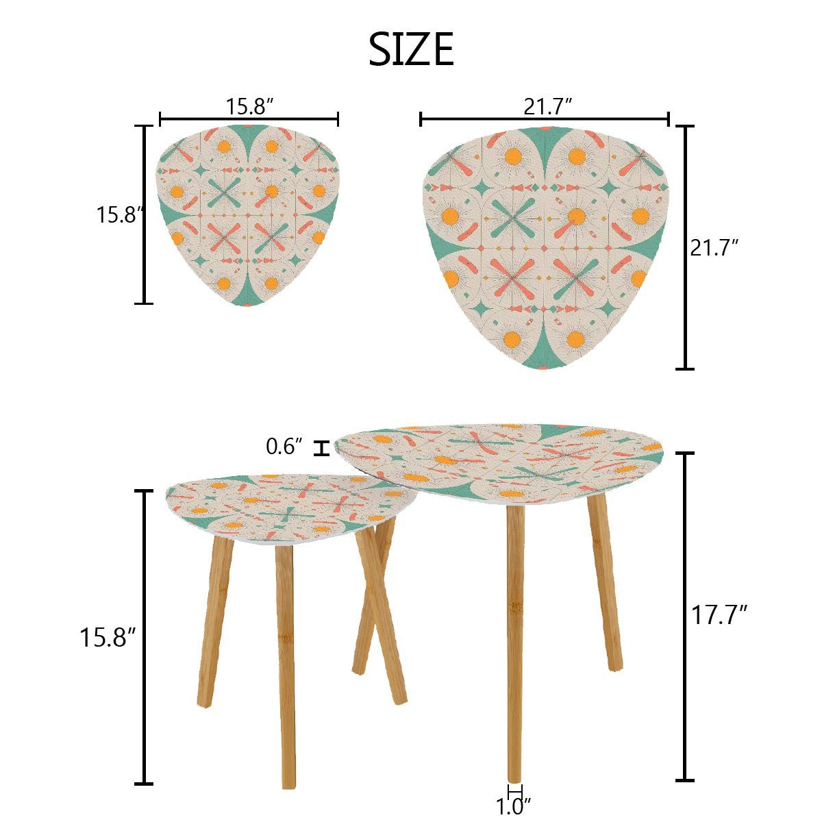 Kate McEnroe New York Retro Atomic Starburst Nesting Tables, Mid Century Modern Accent SetNesting TablesWh7HdatlWb