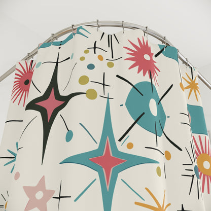 Kate McEnroe New York Retro Atomic Starburst Shower Curtain Mid Century Modern Bathroom DecorShower Curtains25623870273324978172