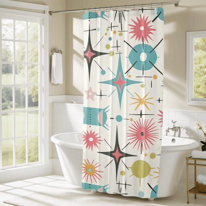 Kate McEnroe New York Retro Atomic Starburst Shower Curtain Mid Century Modern Bathroom DecorShower Curtains25623870273324978172