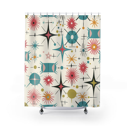 Kate McEnroe New York Retro Atomic Starburst Shower Curtain Mid Century Modern Bathroom DecorShower Curtains25623870273324978172