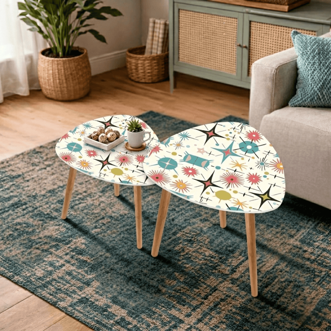 Kate McEnroe New York Retro Atomic Starburst Sputnik Mid Century Modern Nesting TablesNesting TablesjzNx18NWa6
