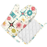Kate McEnroe New York Retro Atomic Starburst Sputnik Mid Century Modern Oven Mitts and Pot Holders SetsOven Mitts & Pot Holder SetWNjQoeJRXW