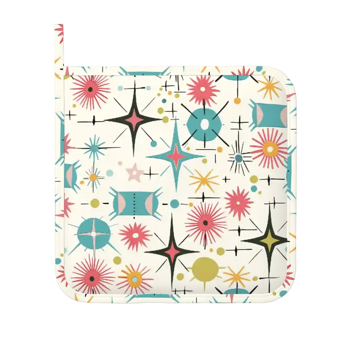 Kate McEnroe New York Retro Atomic Starburst Sputnik Mid Century Modern Oven Mitts and Pot Holders SetsOven Mitts &amp; Pot Holder SetWNjQoeJRXW