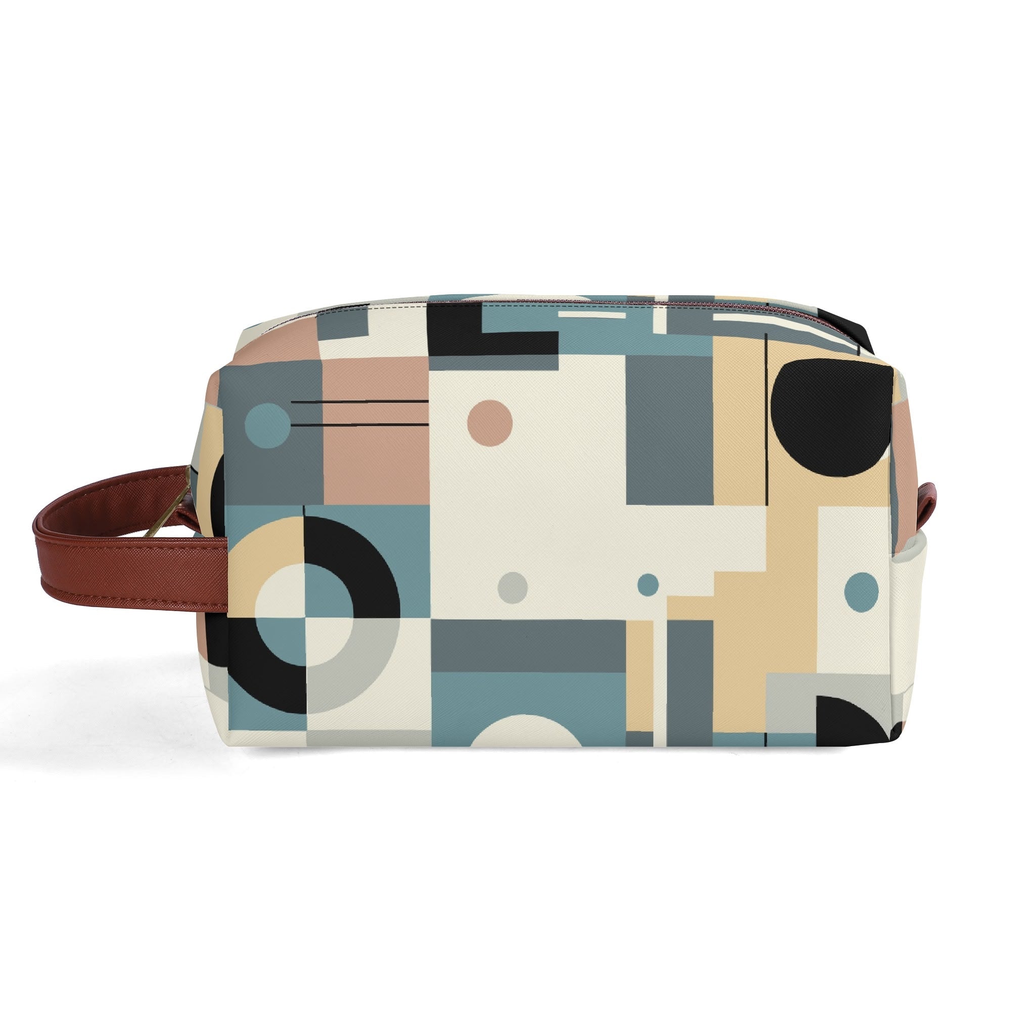 Kate McEnroe New York Retro Bauhaus Geometric Toiletry Bag, Mid Century Modern Mod Dopp Kit, 50s Abstract Travel OrganizerCosmetic &amp; Toiletry BagsWLXV5XXW - 1