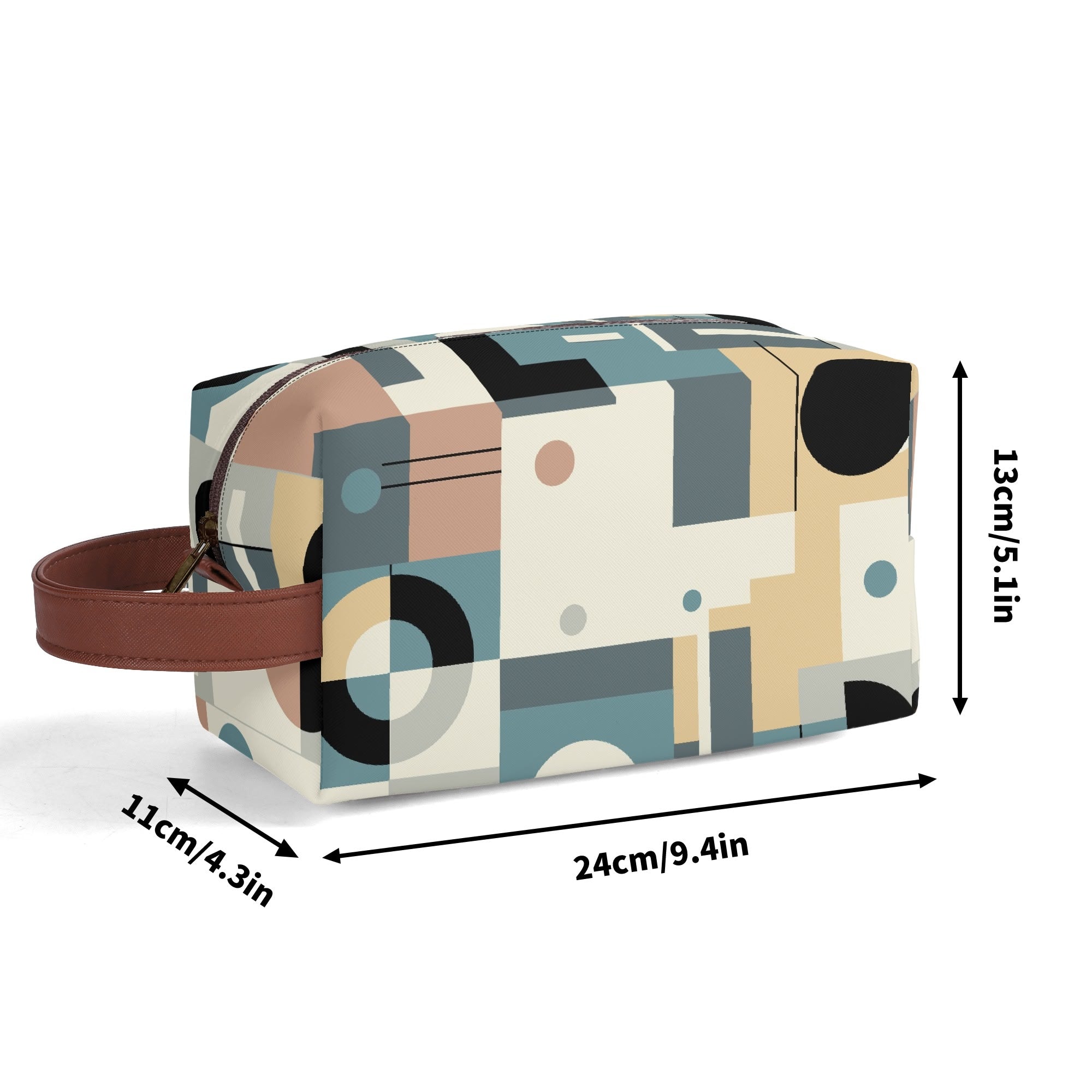 Kate McEnroe New York Retro Bauhaus Geometric Toiletry Bag, Mid Century Modern Mod Dopp Kit, 50s Abstract Travel OrganizerCosmetic &amp; Toiletry BagsWLXV5XXW - 1