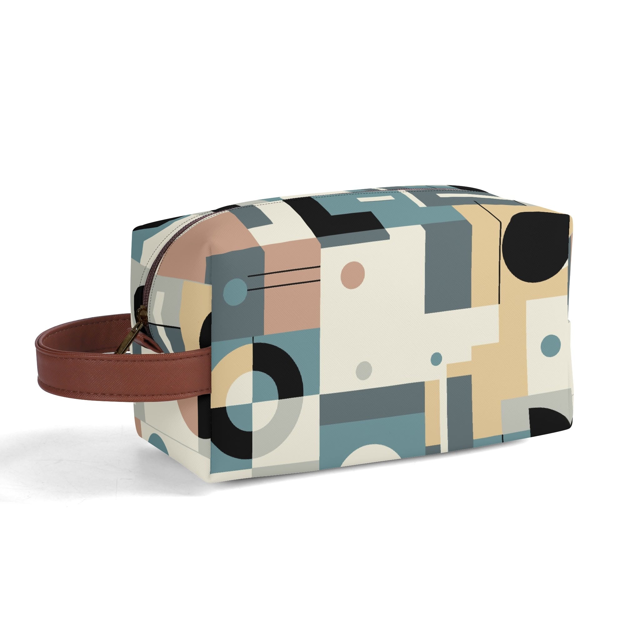 Kate McEnroe New York Retro Bauhaus Geometric Toiletry Bag, Mid Century Modern Mod Dopp Kit, 50s Abstract Travel OrganizerCosmetic &amp; Toiletry BagsWLXV5XXW - 1