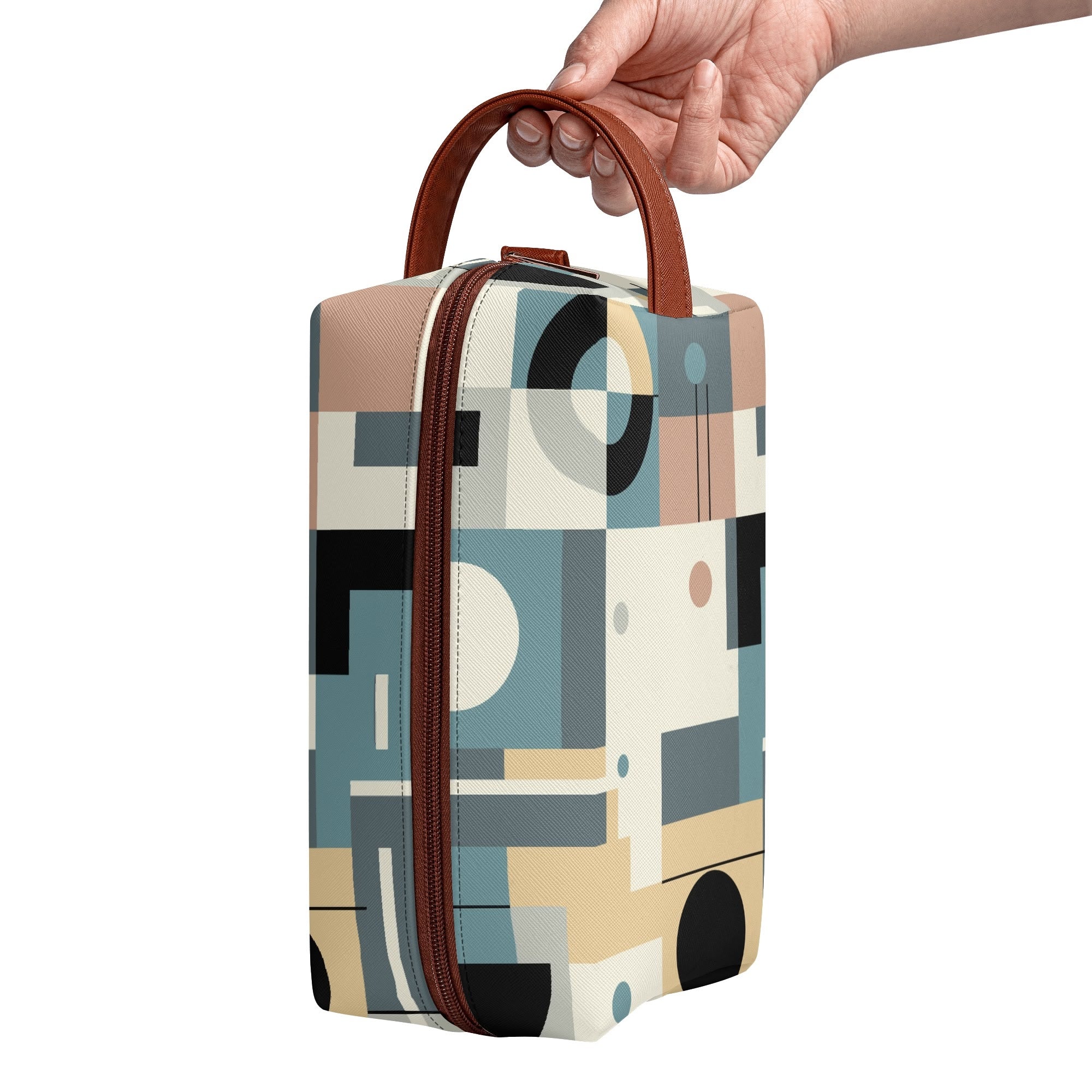 Kate McEnroe New York Retro Bauhaus Geometric Toiletry Bag, Mid Century Modern Mod Dopp Kit, 50s Abstract Travel OrganizerCosmetic &amp; Toiletry BagsWLXV5XXW - 1