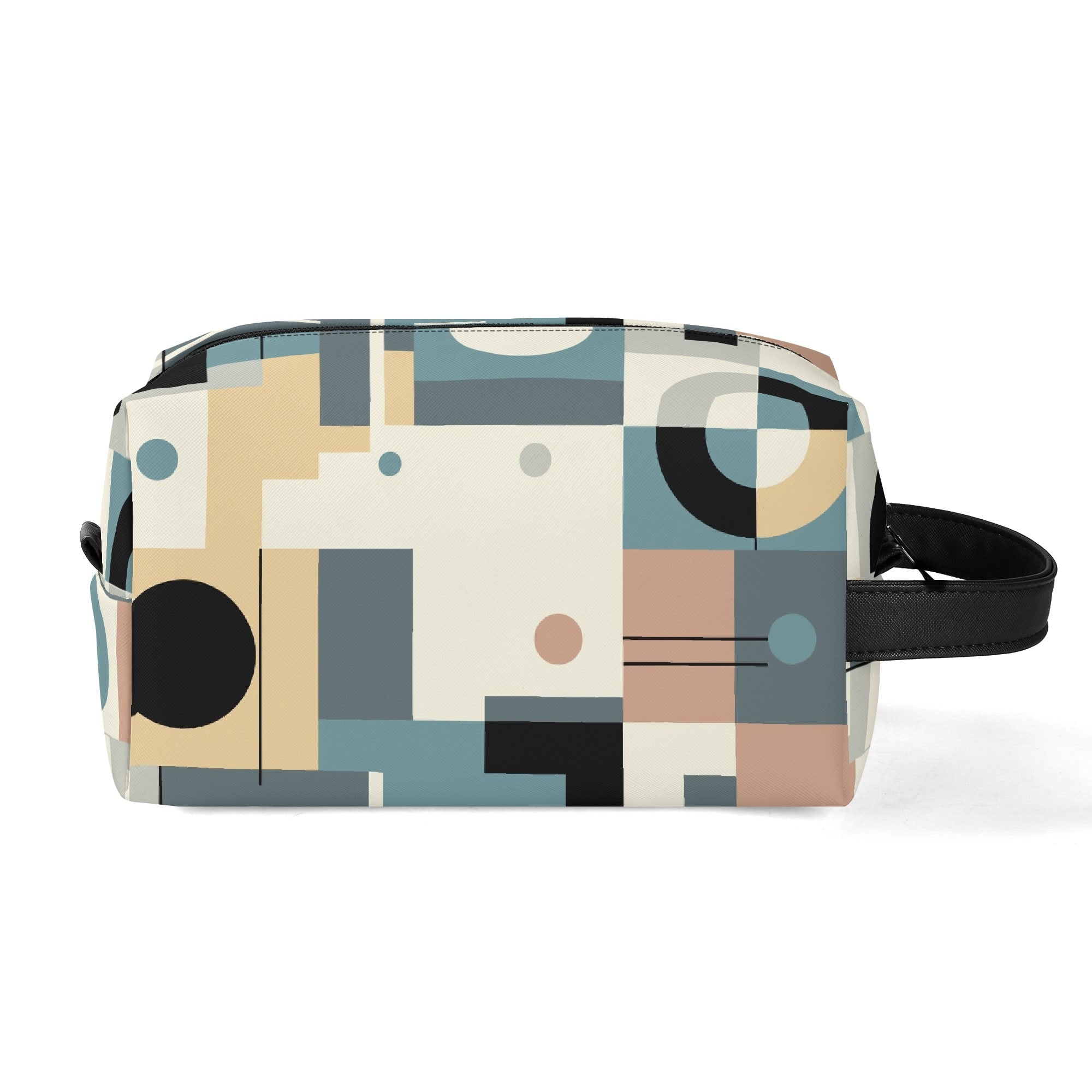 Kate McEnroe New York Retro Bauhaus Geometric Toiletry Bag, Mid Century Modern Mod Dopp Kit, 50s Abstract Travel OrganizerCosmetic &amp; Toiletry BagsWLXV5XXW - 2