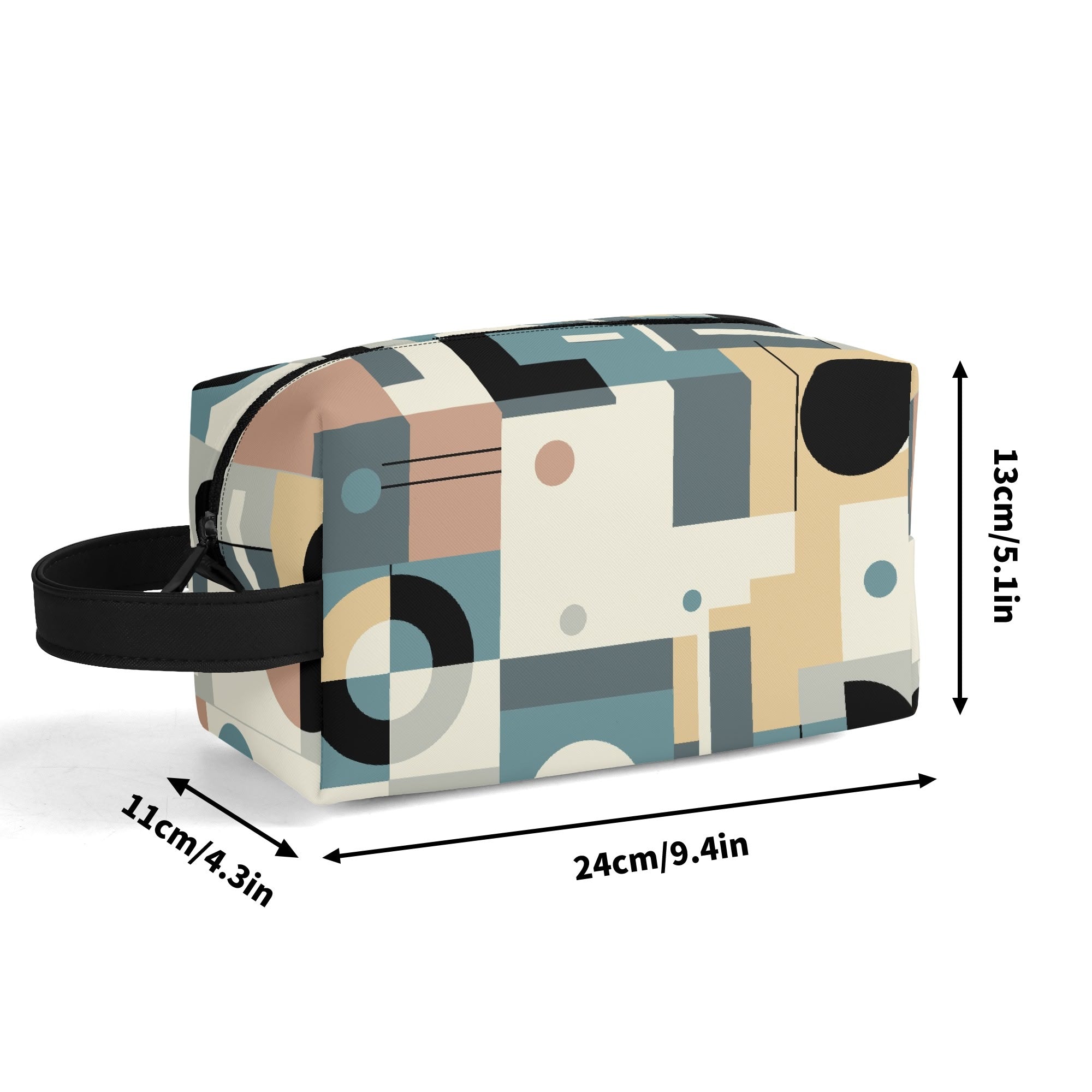 Kate McEnroe New York Retro Bauhaus Geometric Toiletry Bag, Mid Century Modern Mod Dopp Kit, 50s Abstract Travel OrganizerCosmetic &amp; Toiletry BagsWLXV5XXW - 2