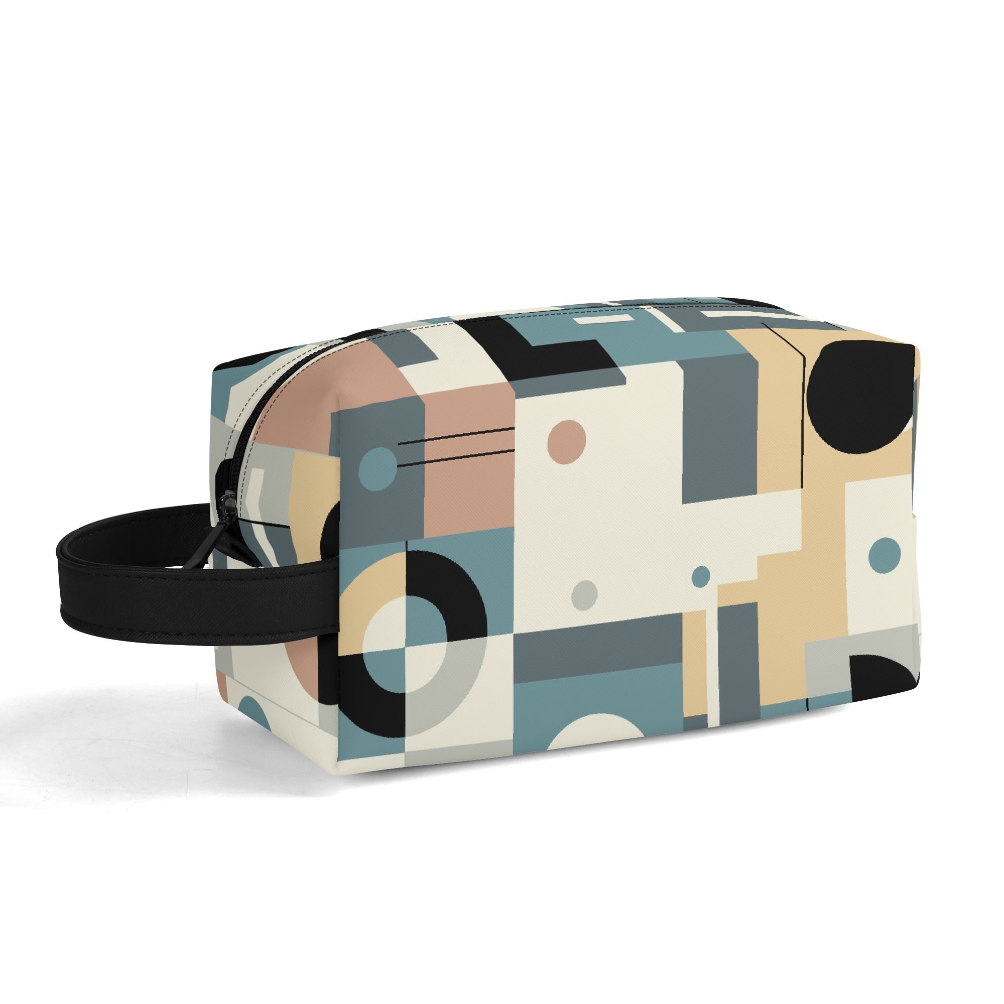 Kate McEnroe New York Retro Bauhaus Geometric Toiletry Bag, Mid Century Modern Mod Dopp Kit, 50s Abstract Travel OrganizerCosmetic &amp; Toiletry BagsWLXV5XXW - 2