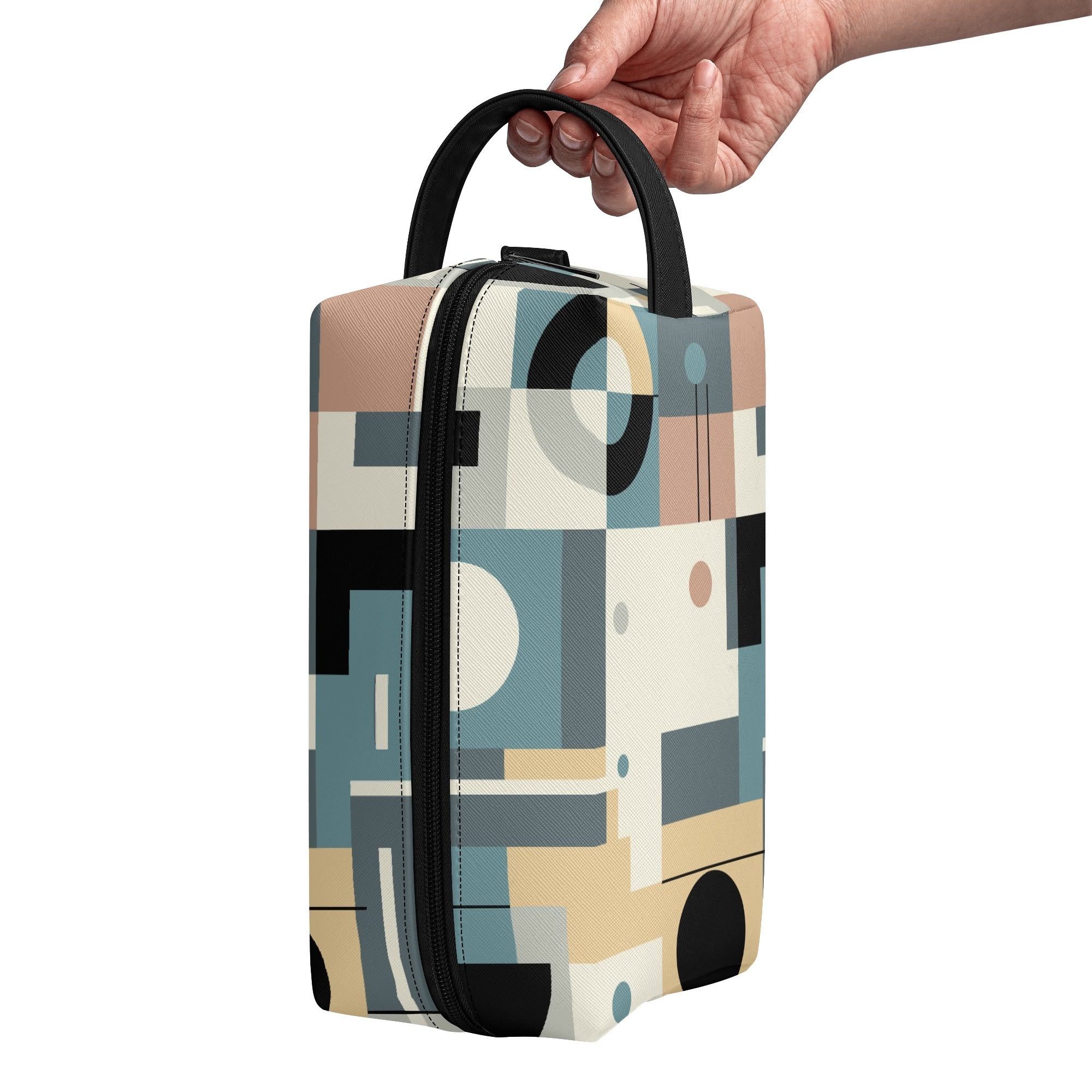 Kate McEnroe New York Retro Bauhaus Geometric Toiletry Bag, Mid Century Modern Mod Dopp Kit, 50s Abstract Travel OrganizerCosmetic &amp; Toiletry BagsWLXV5XXW - 2