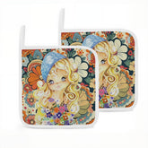 Kate McEnroe New York Retro Big Eyed Girl 70 Flower Power Pot Holderpot holdercXj0rFxx1U
