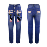 Kate McEnroe New York Retro Boho Atomic Cat Dancing Queen Denim JeansJeansD2886595