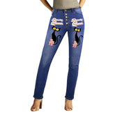 Kate McEnroe New York Retro Boho Atomic Cat Dancing Queen Denim JeansJeansD2886595