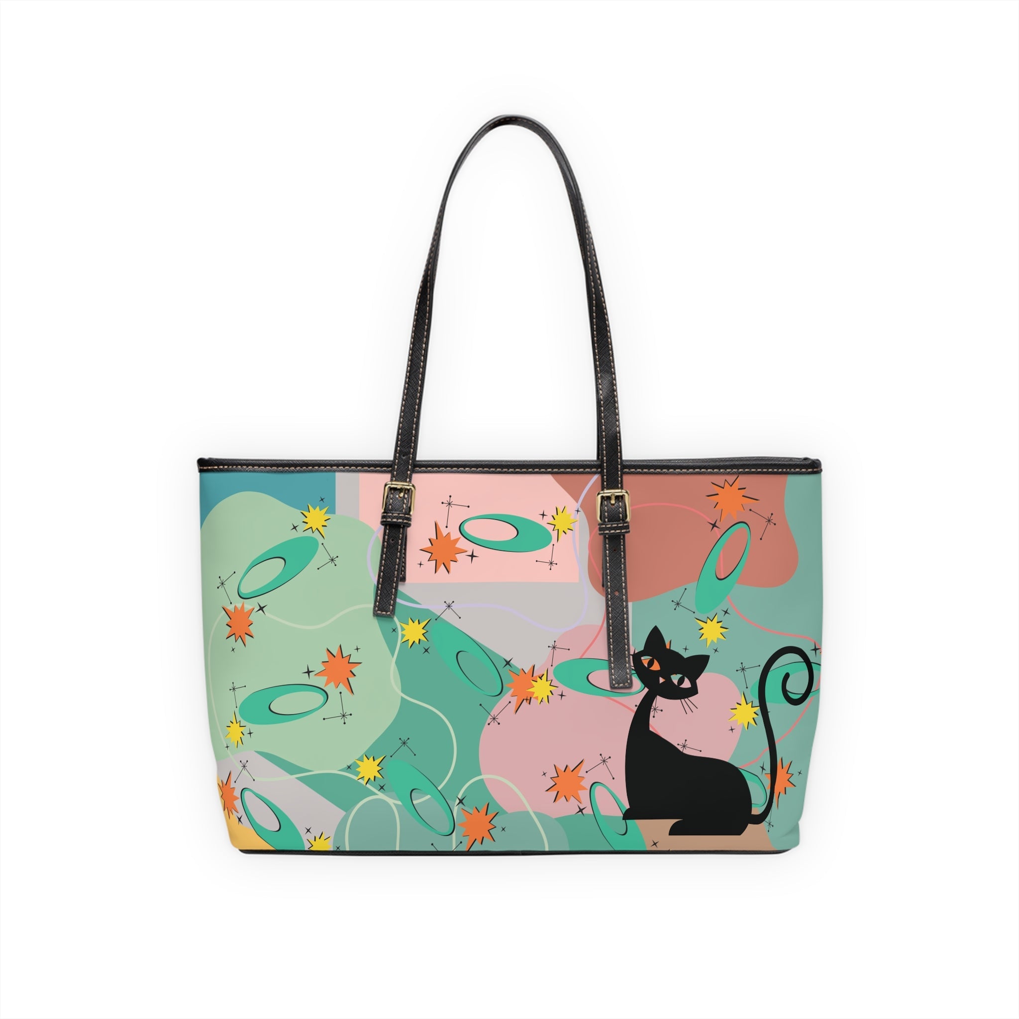 Kate McEnroe New York Retro Boomerang Atomic Cat Purse, 50s Kitsch Starburst Tote, Mid Mod Space Age MCM HandbagTotes25889637200334117509