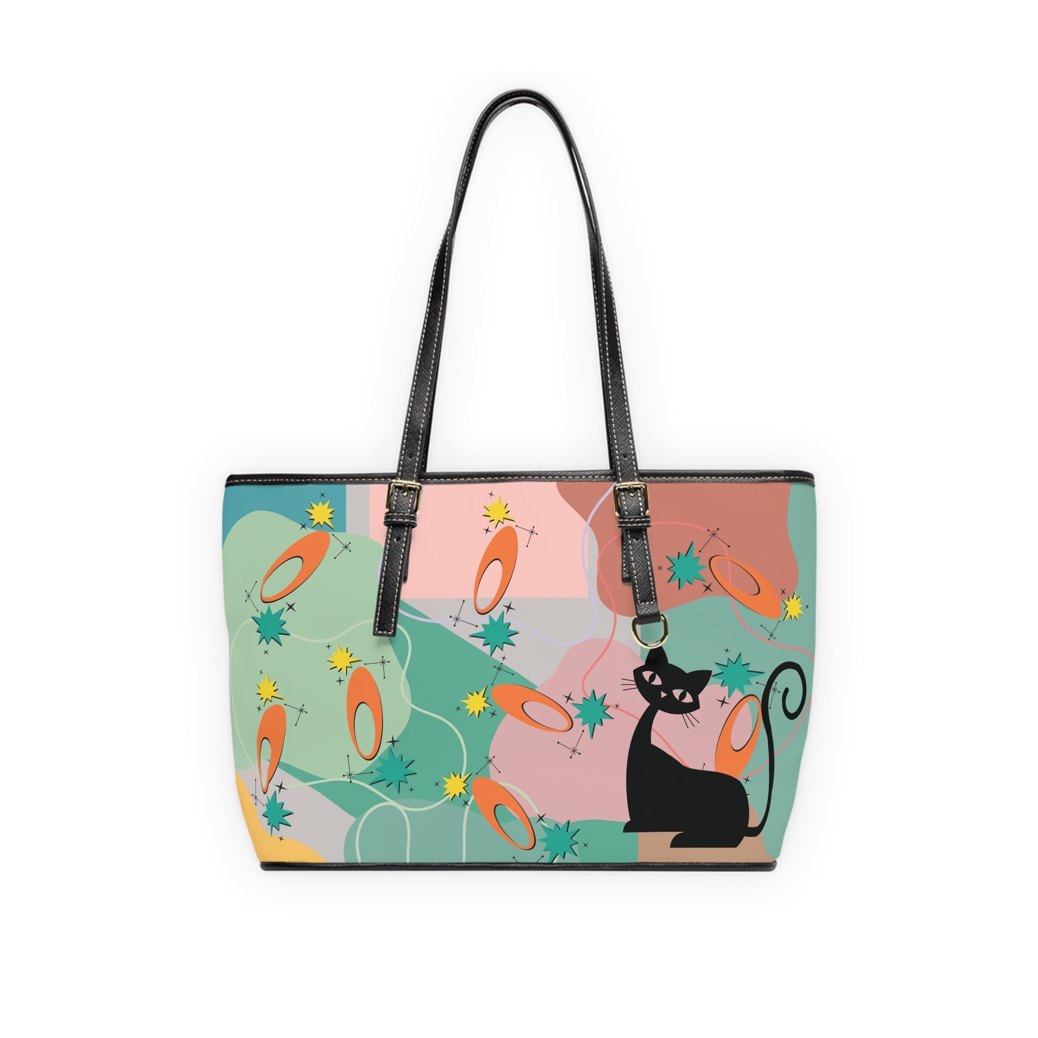 Kate McEnroe New York Retro Boomerang Atomic Cat Purse, 50s Kitsch Starburst Tote, Mid Mod Space Age MCM HandbagTotes25889637200334117509