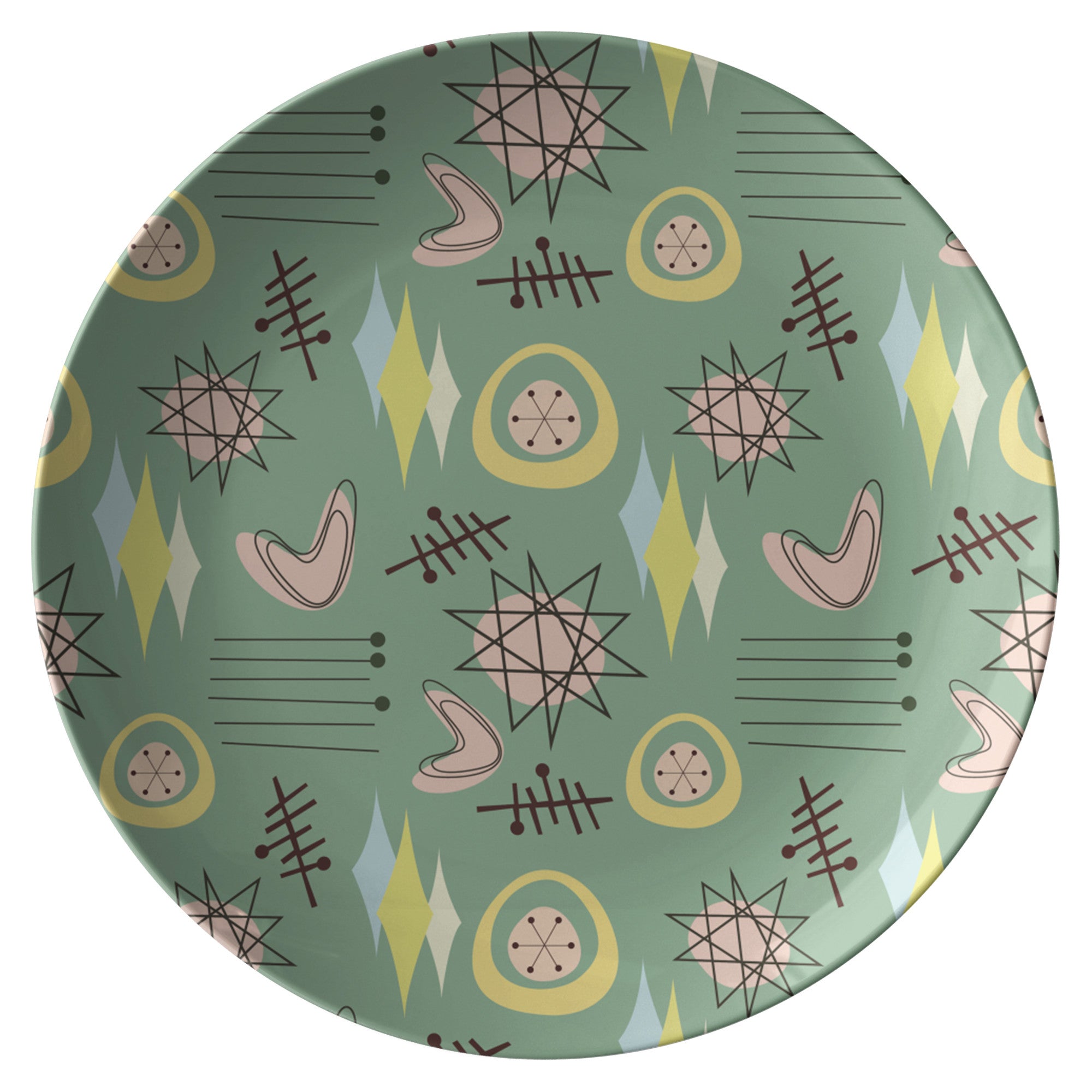 Kate McEnroe New York Retro Boomerang Dinner Plate, 50s Atomic Mid Century Modern Starburst DinnerwarePlates9820SINGLE